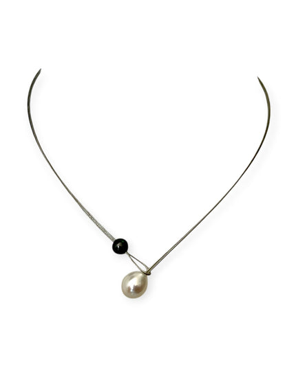 White and black pearl metal necklace - Sundara Joon