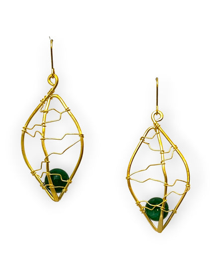 Airy leaf green gemstone drop earrings - Sundara Joon