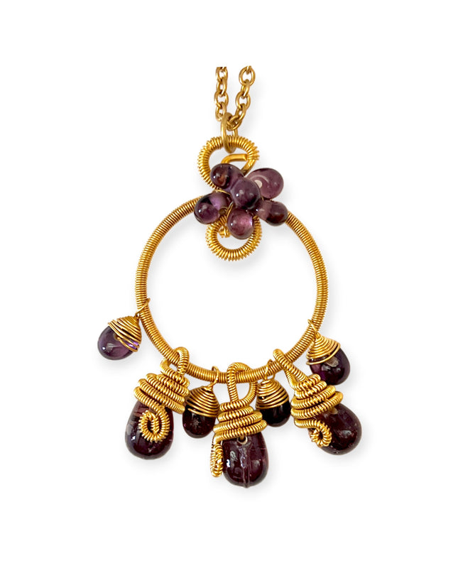 Amethyst cluster pendant necklace - Sundara Joon