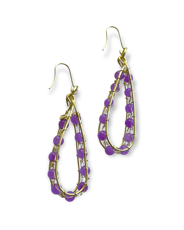 Amethyst hoop drop earrings - Sundara Joon