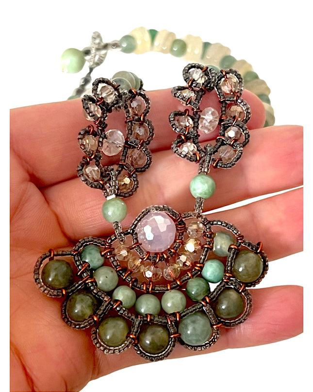 Art deco jade statement necklace - Sundara Joon