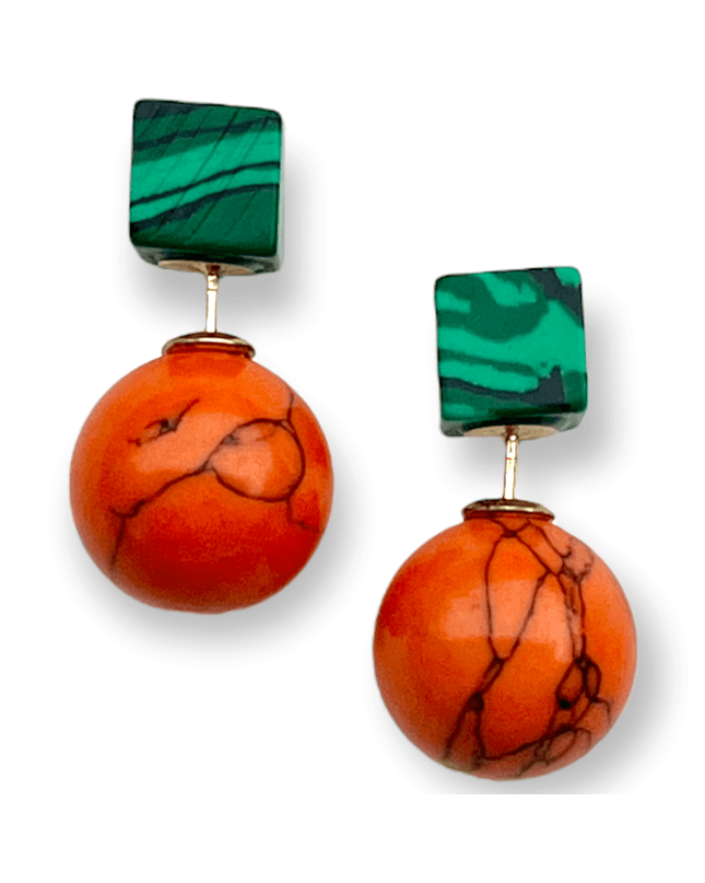 Malachite double sided stud earrings - Sundara Joon