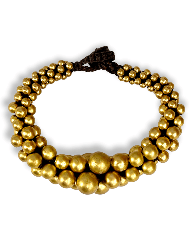 Beaded brass statement bracelet with button clasp - Sundara Joon