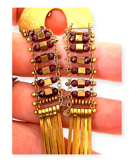 Beaded ladder drop beaded statement earrings - Sundara Joon