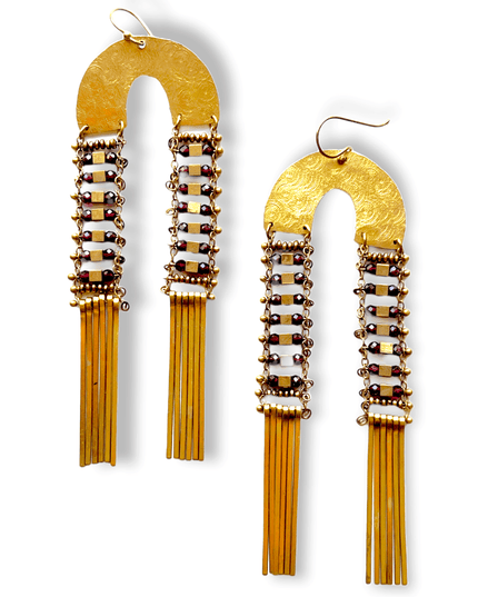 Beaded ladder drop beaded statement earrings - Sundara Joon