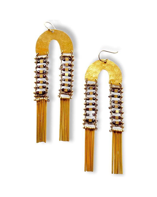 Beaded ladder drop beaded statement earrings - Sundara Joon