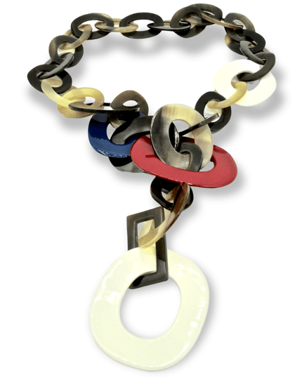 Bold chainlink statement necklace with a spot of colorSundara Joon