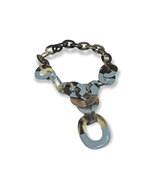 Bold chainlink statement necklace with a spot of colorSundara Joon