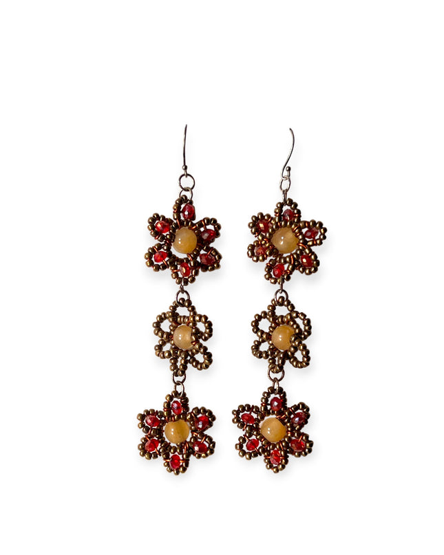 Cascading flowers amber drop statement earrings - Sundara Joon