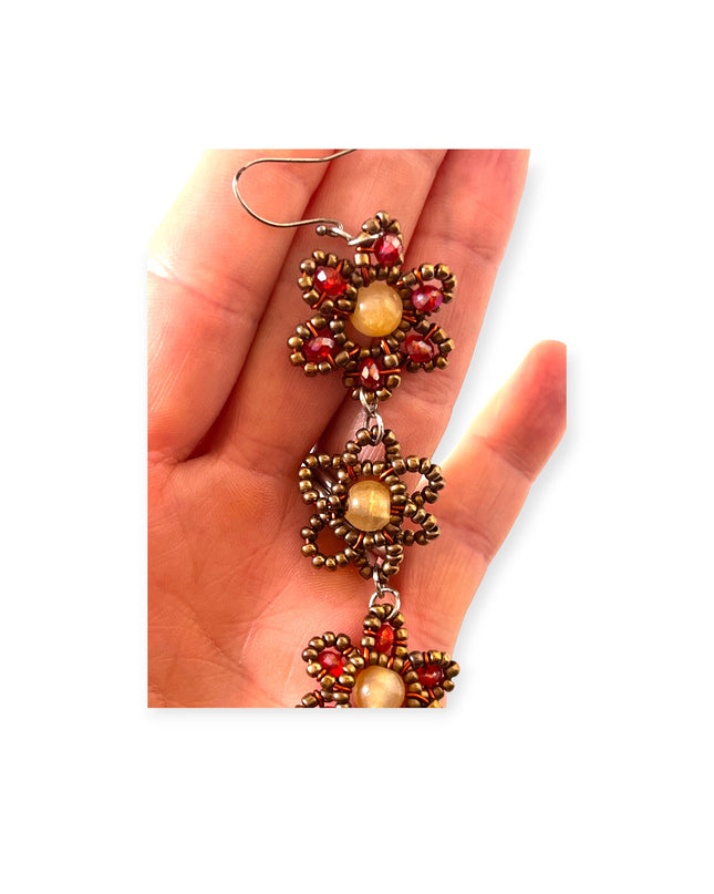 Cascading flowers amber drop statement earrings - Sundara Joon