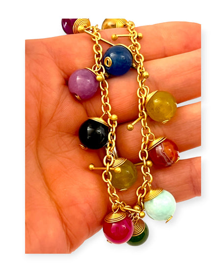 Chain necklace with colorful suspended gemstones - Sundara Joon