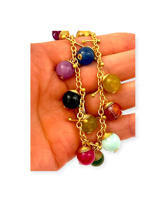 Chain necklace with colorful suspended gemstones - Sundara Joon