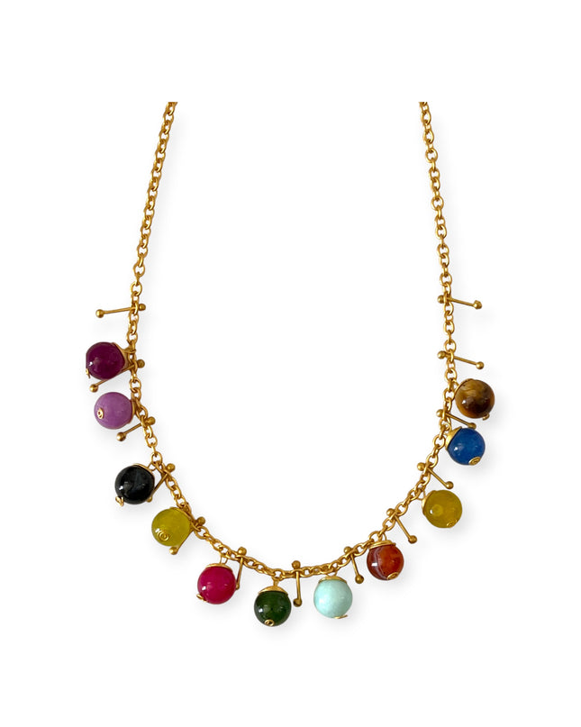 Chain necklace with colorful suspended gemstones - Sundara Joon