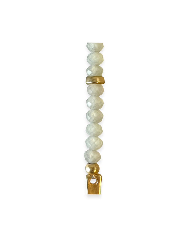 Chalcedony beaded necklace with brass accents - Sundara Joon