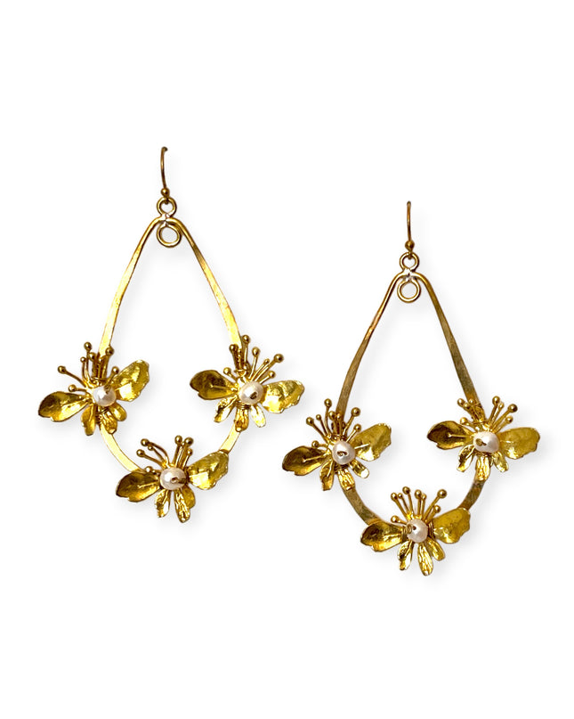 Chandelier style floral pearl drop earrings - Sundara Joon