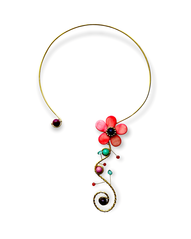 Choker necklace with cascading flower strand - Sundara Joon