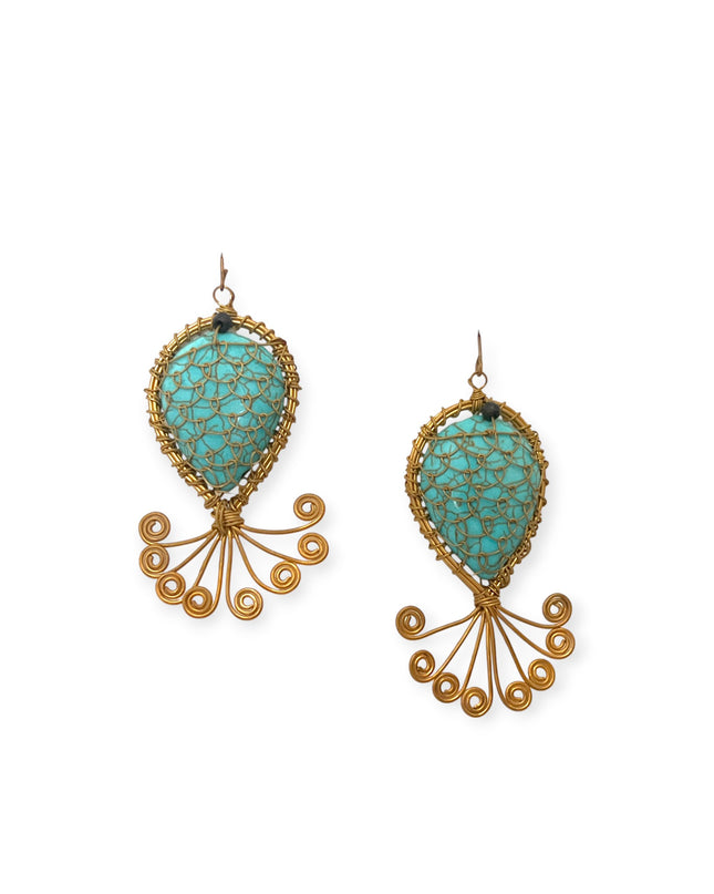 Chubby poisson turquoise statement earrings - Sundara Joon