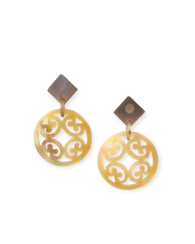 Classic round drop statement earrings with Asian motif - Sundara Joon