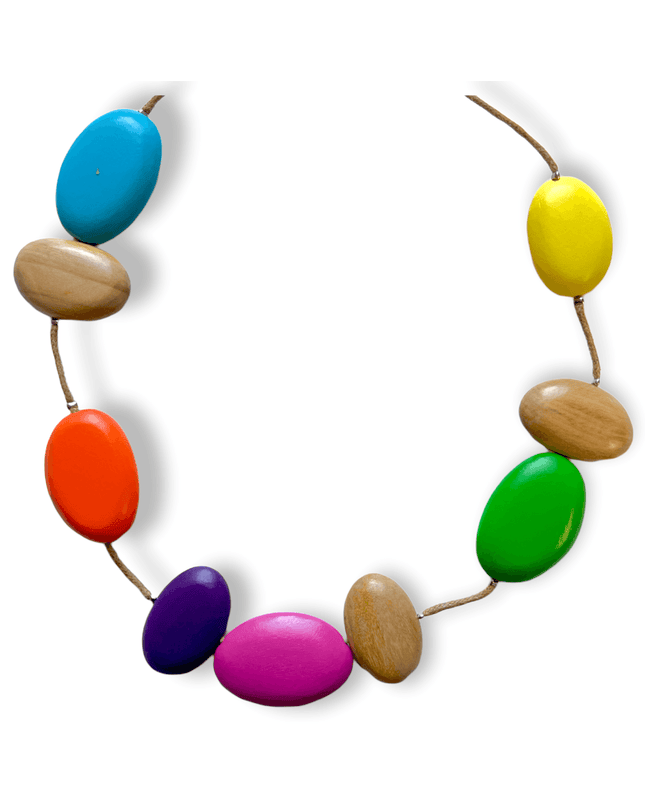 Colorful adjustable wooden beaded necklace - Sundara Joon