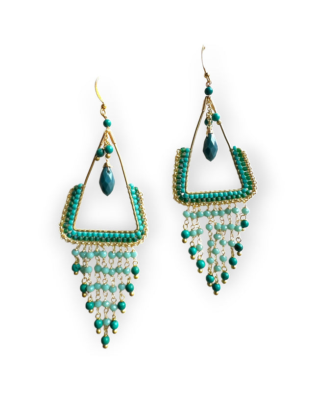 Colorful beaded bohemian statement drop earrings - Sundara Joon