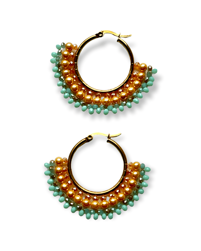 Colorful beaded hoops that add a hint of teal - Sundara Joon