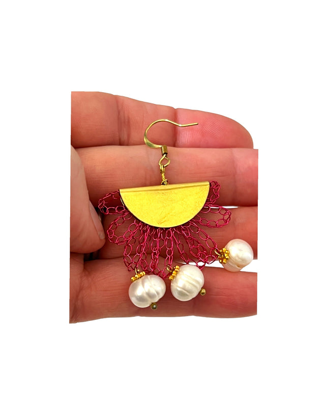 Colorful fan inspired pearl earrings - Sundara Joon