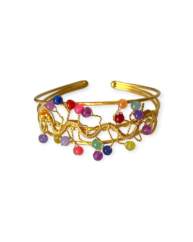 Colorful multi-colored gemstone cuff bracelet - Sundara Joon