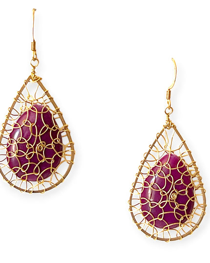 Colorful netted stone statement earrings - Sundara Joon