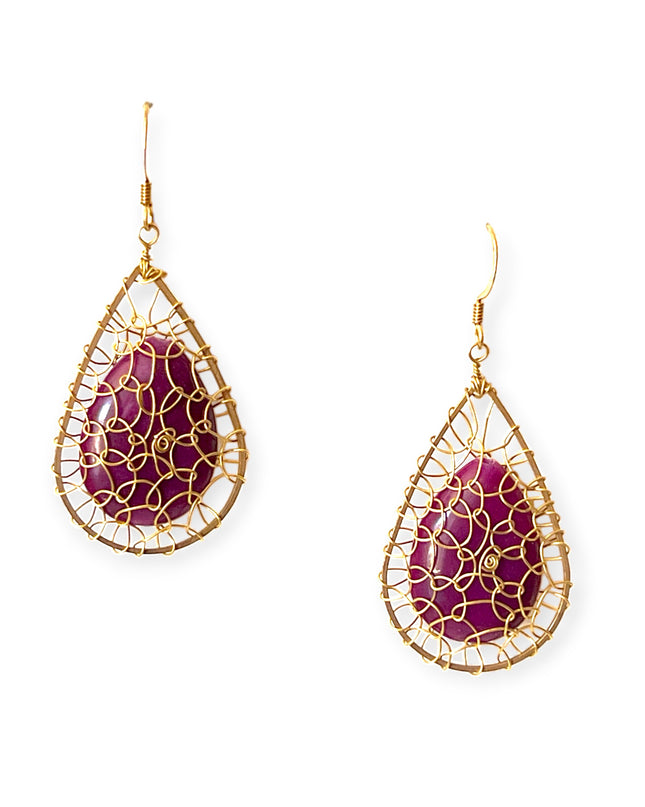 Colorful netted stone statement earrings - Sundara Joon