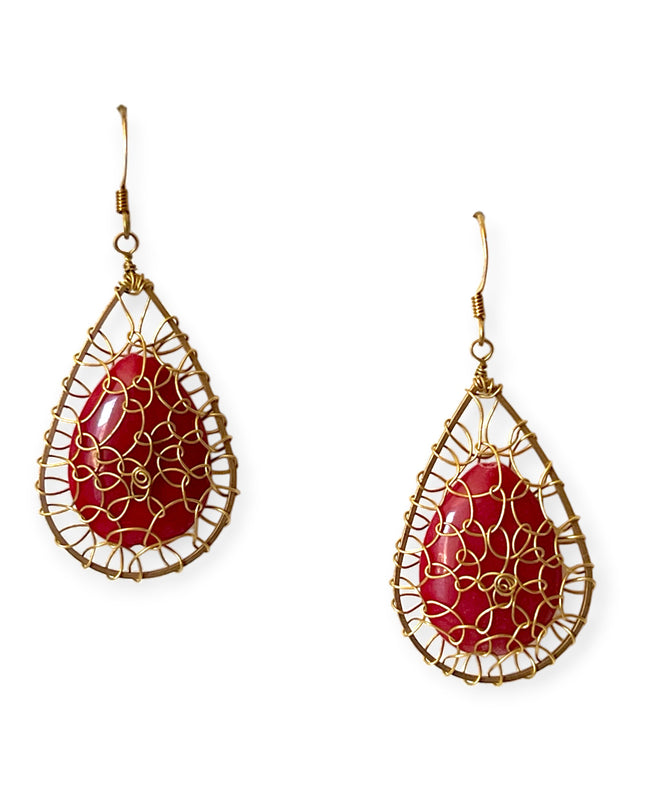 Colorful netted stone statement earrings - Sundara Joon