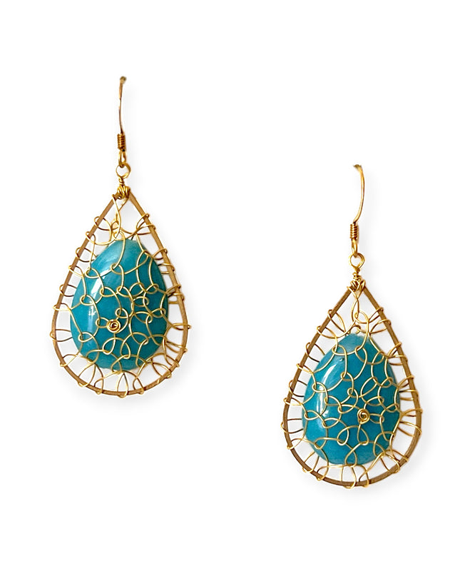 Colorful netted stone statement earrings - Sundara Joon