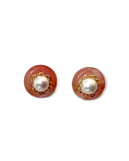 Colorful pearl stud earrings with gemstone backings - Sundara Joon