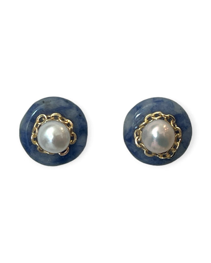 Colorful pearl stud earrings with gemstone backings - Sundara Joon