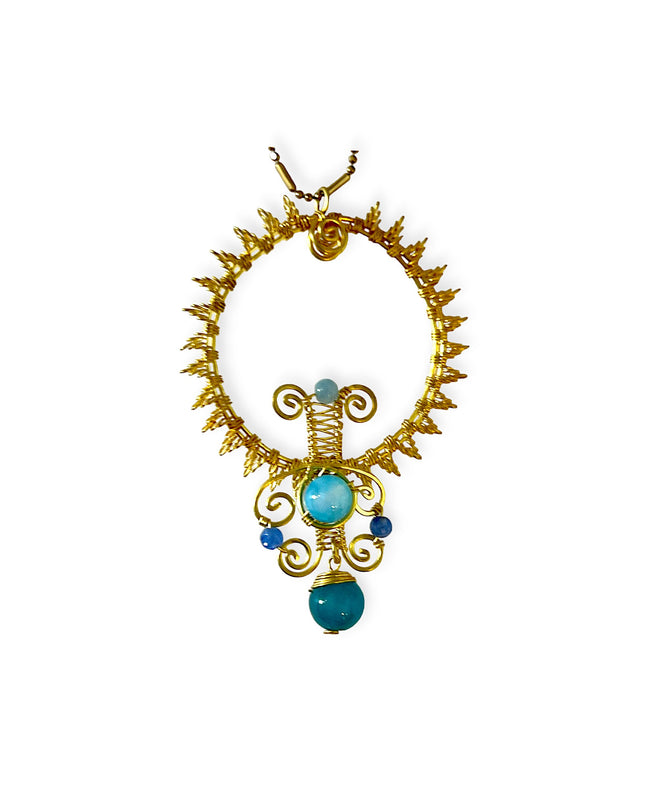 Colorful ring pendant necklace with zig zag - Sundara Joon