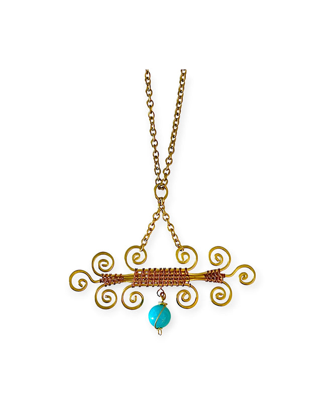 Colorful scroll designed pendant necklace - Sundara Joon