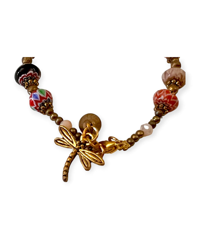 Colorful trade beads bracelet with brass accents - Sundara Joon