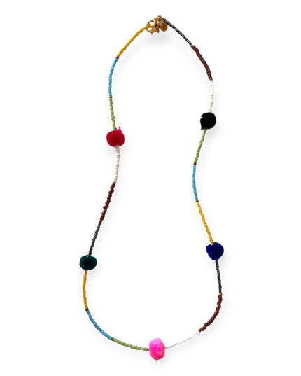 Colorful tribal beaded necklace with brass accents - Sundara Joon