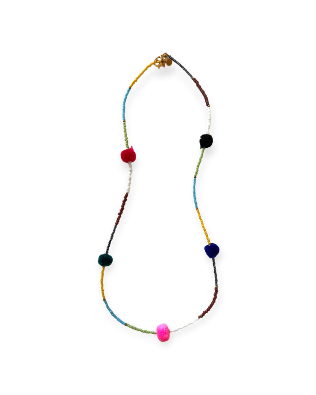 Colorful tribal beaded necklace with brass accents - Sundara Joon