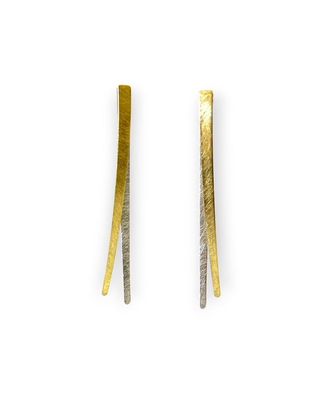 Customizable metal earrings of contrasting strips - Sundara Joon