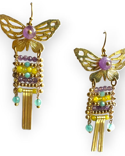 Dangling butterfly with gemstone earrings Sundara Joon