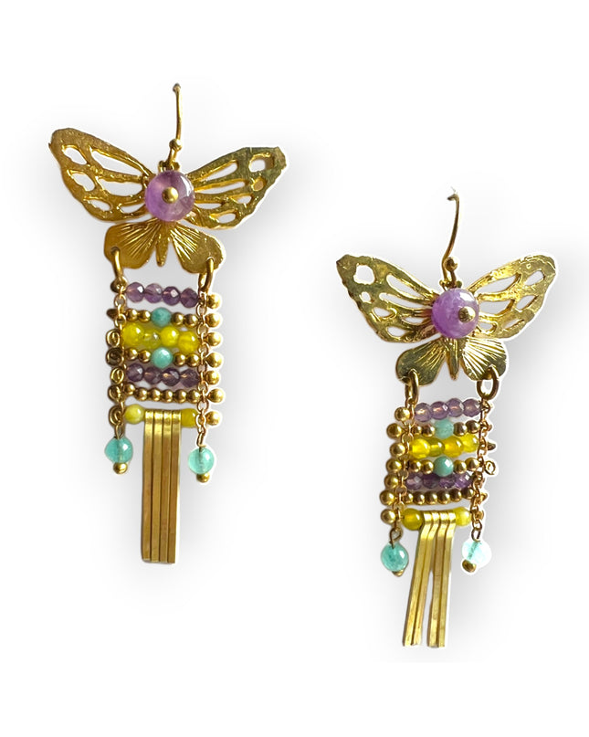 Dangling butterfly with gemstone earrings Sundara Joon