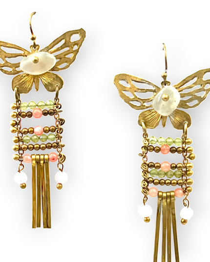 Dangling butterfly with gemstone earrings Sundara Joon