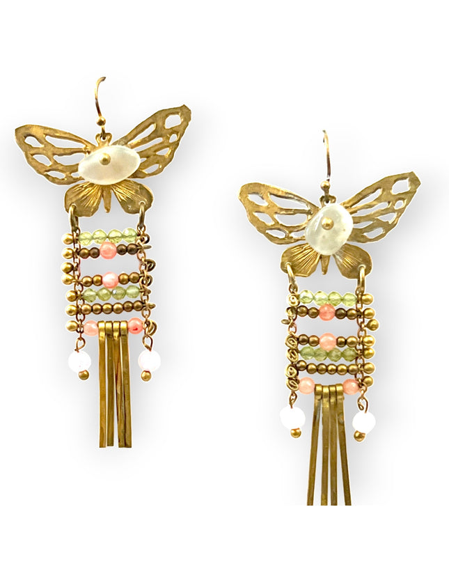 Dangling butterfly with gemstone earrings Sundara Joon