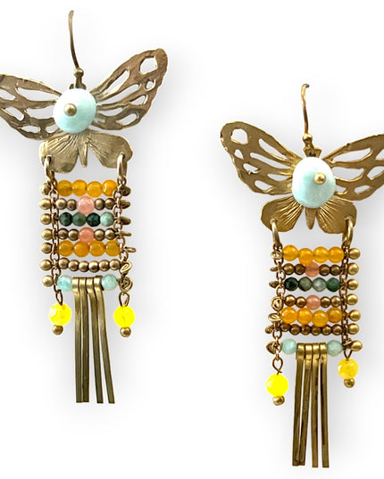 Dangling butterfly with gemstone earrings Sundara Joon