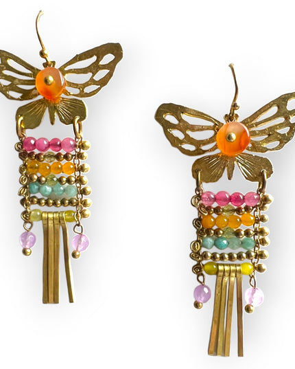 Dangling butterfly with gemstone earrings Sundara Joon