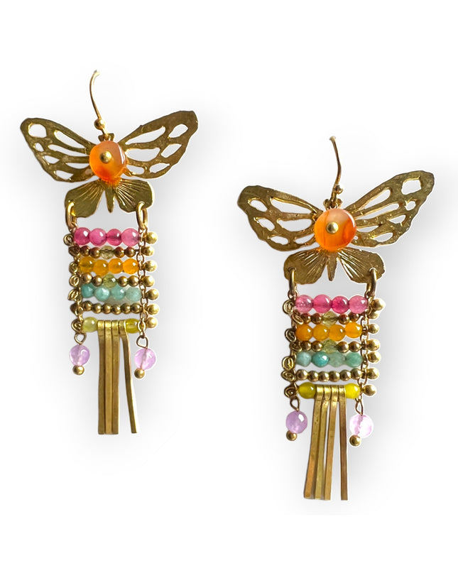 Dangling butterfly with gemstone earrings Sundara Joon