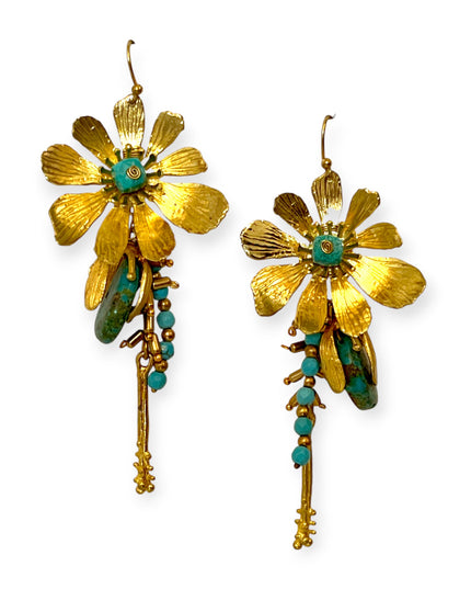 Dangling drop gemstone flower statement earrings - Sundara Joon