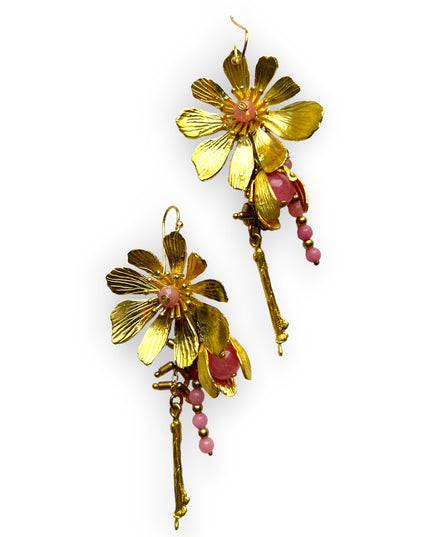 Dangling drop gemstone flower statement earringsSundara Joon