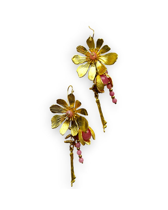 Dangling drop gemstone flower statement earringsSundara Joon