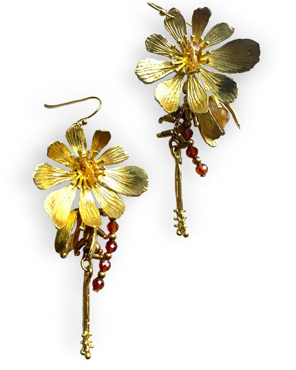 Dangling drop gemstone flower statement earringsSundara Joon